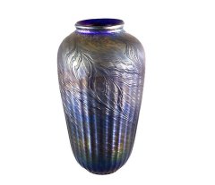 Blue Ribbed Vase Blue Ribbed Vase